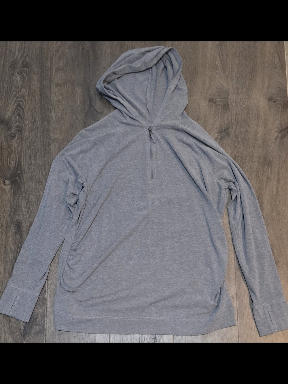 a:glow Maternity Heather Gray Half-Zip Hoodie. Ruched Sides. Light Weight XXL
